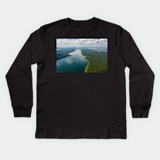 Aerial view of Sajno lake Kids Long Sleeve T-Shirt